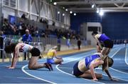 10 January 2020; Athletes recover following the Women's 1500m during the AAI National Indoor League Round 1 at National Indoor Arena, Sport Ireland Campus in Dublin. Photo by Ben McShane/Sportsfile