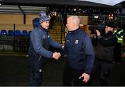 11 January 2020; Dublin manager Dessie Farrell and Longford manager Padraic Davis shake hands after the O'Byrne Cup Semi-Final match between Longford and Dublin at Glennon Brothers Pearse Park in Longford. Photo by Ray McManus/Sportsfile