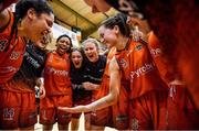 11 January 2020; Pyrobel Killester players, led by Rebecca Nagle  #5, celebrate after the Hula Hoops Women's Paudie O'Connor National Cup Semi-Final match between Ambassador UCC Glanmire and Pyrobel Killester at Neptune Stadium in Cork. Photo by Brendan Moran/Sportsfile
