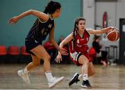 11 January 2020; Lauren Darcy of Templeogue in action against Naoishe Burns of UU Tigers during the Hula Hoops U20 Women's National Cup Semi-Finall match between Templeogue BC and UU Tigers at Parochial Hall in Cork. Photo by Sam Barnes/Sportsfile
