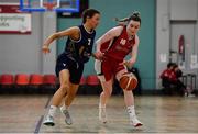 11 January 2020; Lynn Tunnah of Templeogue in action against Erin Maguire of UU Tigers during the Hula Hoops U20 Women's National Cup Semi-Finall match between Templeogue BC and UU Tigers at Parochial Hall in Cork. Photo by Sam Barnes/Sportsfile