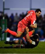 11 January 2020; Dorian Aldegheri of Toulouse in action against Gavin Thornbury of Connacht during the Heineken Champions Cup Pool 5 Round 5 match between Connacht and Toulouse at The Sportsground in Galway. Photo by David Fitzgerald/Sportsfile