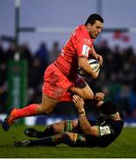 11 January 2020; Dorian Aldegheri of Toulouse in action against Gavin Thornbury of Connacht during the Heineken Champions Cup Pool 5 Round 5 match between Connacht and Toulouse at The Sportsground in Galway. Photo by David Fitzgerald/Sportsfile