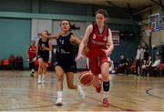 11 January 2020; Hannah Murphy of Templeogue in action against Naoishe Burns of UU Tigers during the Hula Hoops U20 Women's National Cup Semi-Finall match between Templeogue BC and UU Tigers at Parochial Hall in Cork. Photo by Sam Barnes/Sportsfile