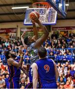 11 January 2020; Andre Berry of Garveys Tralee Warriors goes for a basket during the Hula Hoops Men's Pat Duffy National Cup Semi-Final match between DBS Éanna and Garvey's Tralee Warriors at Neptune Stadium in Cork. Photo by Brendan Moran/Sportsfile