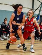 11 January 2020; Eimile Rogers Duffy of UU Tigers in action against Hannah Bryne of Templeogue  during the Hula Hoops U20 Women's National Cup Semi-Finall match between Templeogue BC and UU Tigers at Parochial Hall in Cork. Photo by Sam Barnes/Sportsfile