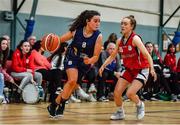 11 January 2020; Eimile Rogers Duffy of UU Tigers in action against Hannah Bryne of Templeogue  during the Hula Hoops U20 Women's National Cup Semi-Finall match between Templeogue BC and UU Tigers at Parochial Hall in Cork. Photo by Sam Barnes/Sportsfile