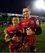11 January 2020; Cheslin Kolbe, left, and Rynhardt Elstadt of Toulouse celebrate following during the Heineken Champions Cup Pool 5 Round 5 match between Connacht and Toulouse at The Sportsground in Galway. Photo by David Fitzgerald/Sportsfile