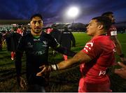 11 January 2020; Bundee Aki of Connacht is consoled by Cheslin Kolbe of Toulouse following the Heineken Champions Cup Pool 5 Round 5 match between Connacht and Toulouse at The Sportsground in Galway. Photo by David Fitzgerald/Sportsfile