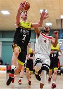11 January 2020; Aaron Whelan of IT Carlow goes for a lay up despite the efforts of Jarvis Pugh of Fr Mathews during the Hula Hoops Presidents National Cup Semi-Final match between IT Carlow Basketball and Fr Mathews at Parochial Hall in Cork. Photo by Sam Barnes/Sportsfile