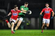 11 January 2020; Danny Neville of Limerick in action against Cian Kiely, left, and Thomas Clancy of Cork during the McGrath Cup Final match between Cork and Limerick at LIT Gaelic Grounds in Limerick. Photo by Piaras Ó Mídheach/Sportsfile