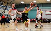 11 January 2020; Jordan Fallon of IT Carlow in action against Jack O’Mahony of Fr Mathews during the Hula Hoops Presidents National Cup Semi-Final match between IT Carlow Basketball and Fr Mathews at Parochial Hall in Cork. Photo by Sam Barnes/Sportsfile