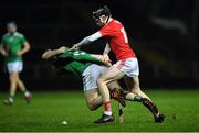 11 January 2020; Tom Condon of Limerick holds the hurl of Jack O'Connor of Cork as they battle for possession during the Co-Op Superstores Munster Hurling League Final match between Limerick and Cork at LIT Gaelic Grounds in Limerick. Photo by Piaras Ó Mídheach/Sportsfile