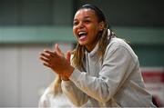 11 January 2020; UU Tigers coach Kollyns Scarbrough celebrates following the Hula Hoops U20 Women's National Cup Semi-Finall match between Templeogue BC and UU Tigers at Parochial Hall in Cork. Photo by Sam Barnes/Sportsfile