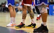 11 January 2020; Tattoos on the legs of Lorcan Murphy of Griffith College Templeogue during the Hula Hoops Men's Pat Duffy National Cup Semi-Final match between Griffith College Templeogue and Coughlan C&S Neptune at Neptune Stadium in Cork. Photo by Brendan Moran/Sportsfile