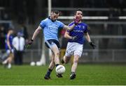 11 January 2020; Gerry Seaver of Dublin in action against Colm P Smith of Longford during the O'Byrne Cup Semi-Final match between Longford and Dublin at Glennon Brothers Pearse Park in Longford. Photo by Ray McManus/Sportsfile