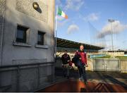 12 January 2020; Galway manager Shane O'Neill arrives prior to the Walsh Cup Semi-Final match between Dublin and Galway at Parnell Park in Dublin. Photo by Harry Murphy/Sportsfile