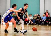 12 January 2020; Sarah Browne of DCU Mercy in action against Kellie Raethorne of Waterford United Wildcats during the Hula Hoops U18 Women's National Cup Semi-Final between Waterford Wildcats and DCU Mercy at Parochial Hall in Cork. Photo by Sam Barnes/Sportsfile