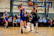 12 January 2020; Anna Grogan of Waterford United Wildcats in action against Sarah Browne of DCU Mercy during the Hula Hoops U18 Women's National Cup Semi-Final between Waterford Wildcats and DCU Mercy at Parochial Hall in Cork. Photo by Sam Barnes/Sportsfile