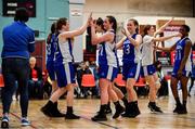 12 January 2020; Waterford United Wildcats players celebrate following the Hula Hoops U18 Women's National Cup Semi-Final between Waterford Wildcats and DCU Mercy at Parochial Hall in Cork. Photo by Sam Barnes/Sportsfile