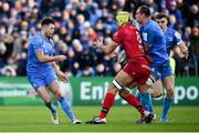 12 January 2020; Ross Byrne of Leinster's pass is intercepted by Virgile Bruni of Lyon who goes on to score his side's first try during the Heineken Champions Cup Pool 1 Round 5 match between Leinster and Lyon at the RDS Arena in Dublin. Photo by David Fitzgerald/Sportsfile