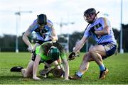 12 January 2020; Sean Downey of IT Carlow in action against Sean Carey, left, and Fionn O'Ceallaigh of UCD during the Fitzgibbon Cup Round 1 match between UCD and IT Carlow at UCD Billings Park in Belfield, Dublin. Photo by Ben McShane/Sportsfile