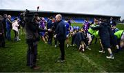 11 January 2020; Longford manager Padraic Davis is interviewed, as the players warm down, after the O'Byrne Cup Semi-Final match between Longford and Dublin at Glennon Brothers Pearse Park in Longford. Photo by Ray McManus/Sportsfile