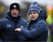 11 January 2020; Dublin manager Dessie Farrell and Mick Galvin, left, during the O'Byrne Cup Semi-Final match between Longford and Dublin at Glennon Brothers Pearse Park in Longford. Photo by Ray McManus/Sportsfile