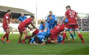 12 January 2020; Scott Fardy of Leinster scores a try which is subsequently disallowed during the Heineken Champions Cup Pool 1 Round 5 match between Leinster and Lyon at the RDS Arena in Dublin. Photo by David Fitzgerald/Sportsfile