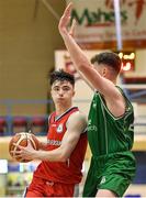 12 January 2020; Iarla McKeon of Templeogue in action against Gerrard Davoren of Moycullen during the Hula Hoops U20 Men's National Cup Semi-Final between Moycullen BC and Templeogue BC at Neptune Stadium in Cork. Photo by Brendan Moran/Sportsfile