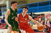 12 January 2020; Iarla McKeon of Templeogue in action against James Connaire of Moycullen during the Hula Hoops U20 Men's National Cup Semi-Final between Moycullen BC and Templeogue BC at Neptune Stadium in Cork. Photo by Brendan Moran/Sportsfile