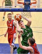 12 January 2020; Matthew Donnellan of Moycullen in action against Matthew Harper of Templeogue during the Hula Hoops U20 Men's National Cup Semi-Final between Moycullen BC and Templeogue BC at Neptune Stadium in Cork. Photo by Brendan Moran/Sportsfile