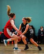 12 January 2020; Gillian Wheeler of Portlaoise Panthers in action against Lauryn Homan of Singleton Supervalu Brunell during the Hula Hoops U18 Women's National Cup Semi-Final between Portlaoise Panthers and Singleton Supervalu Brunell at Parochial Hall in Cork. Photo by Sam Barnes/Sportsfile