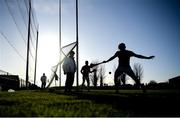 12 January 2020; The two umpires, Kilkenny goalkeeper Eoin Murphy and full back Paddy Deegan watch the sliothar drop wide, during the early stages of the Walsh Cup Semi-Final match between Kilkenny and Wexford at John Lockes GAA Club, John Locke Park in Callan, Kilkenny. Photo by Ray McManus/Sportsfile