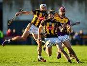 12 January 2020; Aidan Nolan of Kilkenny, supported by Conor Fogarty, 6, in action against Paudie Foley of Wexford during the Walsh Cup Semi-Final match between Kilkenny and Wexford at John Lockes GAA Club, John Locke Park in Callan, Kilkenny. Photo by Ray McManus/Sportsfile