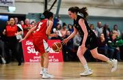 12 January 2020; Sarah Fleming of Portlaoise Panthers in action against Natasha Bowdren of Singleton Supervalu Brunell during the Hula Hoops U18 Women's National Cup Semi-Final between Portlaoise Panthers and Singleton Supervalu Brunell at Parochial Hall in Cork. Photo by Sam Barnes/Sportsfile