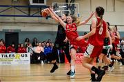 12 January 2020; Lauryn Homan of Singleton Supervalu Brunell in action against Jasmine Burke of Portlaoise Panthers during the Hula Hoops U18 Women's National Cup Semi-Final between Portlaoise Panthers and Singleton Supervalu Brunell at Parochial Hall in Cork. Photo by Sam Barnes/Sportsfile