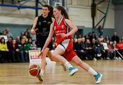 12 January 2020; Lauryn Homan of Singleton Supervalu Brunell in action against Lisa Blaney of Portlaoise Panthers during the Hula Hoops U18 Women's National Cup Semi-Final between Portlaoise Panthers and Singleton Supervalu Brunell at Parochial Hall in Cork. Photo by Sam Barnes/Sportsfile