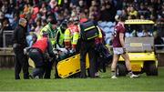 12 January 2020; Fiontán Ó Curraoin of Galway being put on a medical buggy after picking up an injury during the FBD League Semi-Final match between Mayo and Galway at Elverys MacHale Park in Castlebar, Mayo. Photo by Piaras Ó Mídheach/Sportsfile