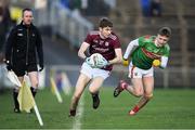 12 January 2020; Patrick Kelly of Galway in action against Brian Walsh of Mayo during the FBD League Semi-Final match between Mayo and Galway at Elverys MacHale Park in Castlebar, Mayo. Photo by Piaras Ó Mídheach/Sportsfile