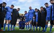 12 January 2020; The Leinster team huddle, with Finn and Cillian Cronin, and Luca Sexton, following the Heineken Champions Cup Pool 1 Round 5 match between Leinster and Lyon at the RDS Arena in Dublin. Photo by Ramsey Cardy/Sportsfile