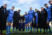 12 January 2020; The Leinster team huddle, with Finn and Cillian Cronin, and Luca Sexton, following the Heineken Champions Cup Pool 1 Round 5 match between Leinster and Lyon at the RDS Arena in Dublin. Photo by Ramsey Cardy/Sportsfile