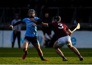 12 January 2020; Oisín O'Roke of Dublin in action against Ronan Burke of Galway during the Walsh Cup Semi-Final match between Dublin and Galway at Parnell Park in Dublin. Photo by Harry Murphy/Sportsfile