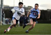 12 January 2020; Lee Brennan of UU Jordanstown in action against Martin O'Connor of UCD during the Sigerson Cup Round 1 between UCD and UU Jordanstown at UCD Billings Park in Belfield, Dublin. Photo by Ben McShane/Sportsfile