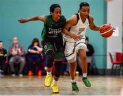 12 January 2020; Kollyns Scarbrough of Ulster University in action against Lauren Grigsby of Trinity Meteors during the Hula Hoops Women's Division One National Cup Semi-Final between Ulster University and Trinity Meteors at Parochial Hall in Cork. Photo by Sam Barnes/Sportsfile