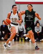 12 January 2020; Lexi Posset of Ulster University in action against Niamh Kenny of Trinity Meteors during the Hula Hoops Women's Division One National Cup Semi-Final between Ulster University and Trinity Meteors at Parochial Hall in Cork. Photo by Sam Barnes/Sportsfile