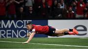 12 January 2020; Andrew Conway of Munster dives over to score his side's first try during the Heineken Champions Cup Pool 4 Round 5 match between Racing 92 and Munster at Paris La Defence Arena in Paris, France. Photo by Seb Daly/Sportsfile