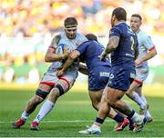 11 January 2020; Iain Henderson of Ulster is tackled by Etienne Falgoux of ASM Clermont Auvergne during the Heineken Champions Cup Pool 3 Round 5 match between ASM Clermont Auvergne and Ulster at Stade Marcel-Michelin in Clermont-Ferrand, France. Photo by John Dickson/Sportsfile