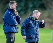 12 January 2020; Offaly manager Michael Fennelly and Johnny Kelly during the Kehoe Cup Final match between Antrim and Offaly at Páirc Tailteann in Navan, Meath. Photo by Philip Fitzpatrick/Sportsfile