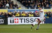 11 January 2020; John Cooney kicks a conversion during the Heineken Champions Cup Pool 3 Round 5 match between ASM Clermont Auvergne and Ulster at Stade Marcel-Michelin in Clermont-Ferrand, France. Photo by John Dickson/Sportsfile